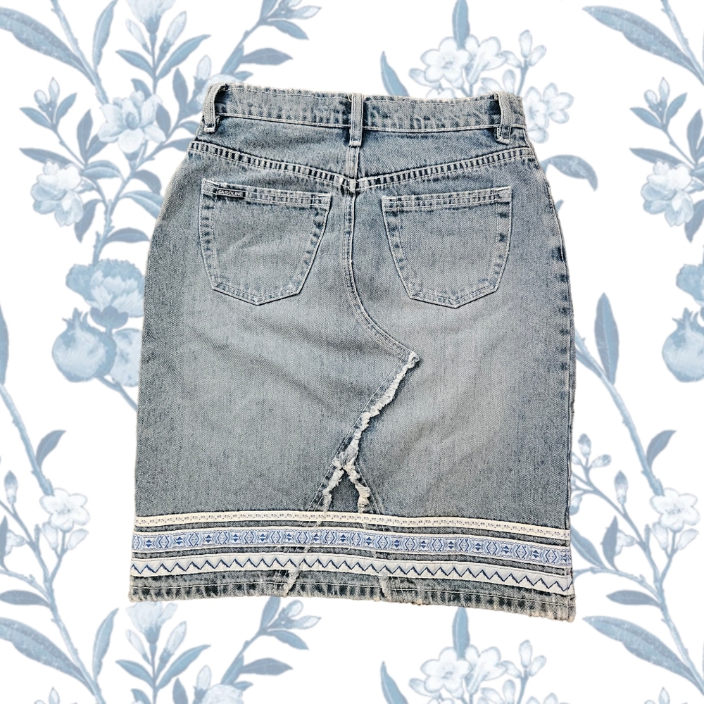 Size 3 Gasoline Denim Midi Skirt - Picture 2 of 6